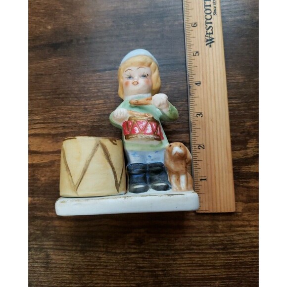 Vintage J.S.N.Y. Porcelain Ceramic Little Drummer Child with Dog Figurine Taiwan - Picture 15 of 15